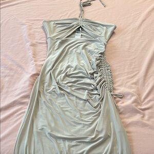Halter Ruched Side Midi Dress in